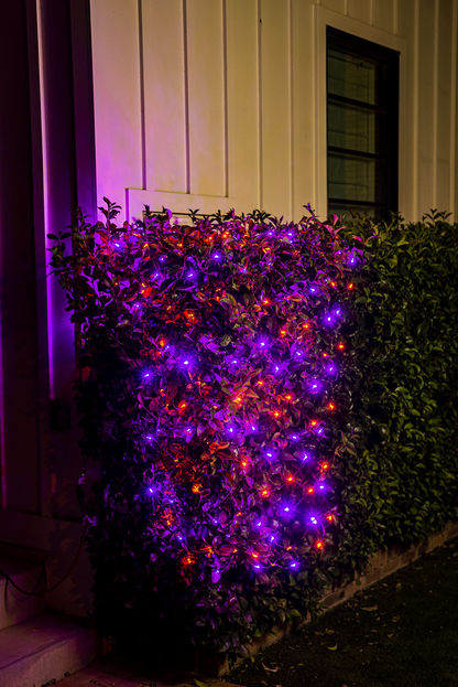 200-Count 65SQ ft LED Orange & Purple Halloween Net Lights with 8 Modes