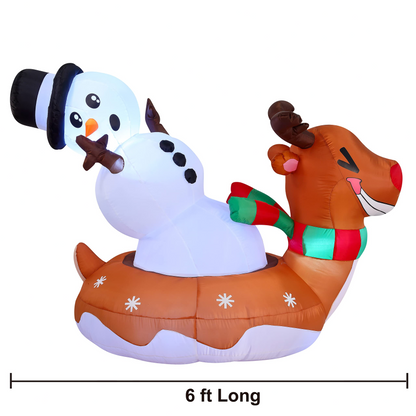 6 FT Long Inflatable Reindeer Snow Tubing