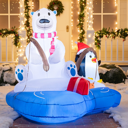 Large Polar Bear Fishing with Penguin Inflatable (6 ft)