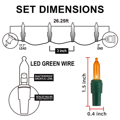 4 Set of 100 Count Multicolor LED Green Wire String Lights