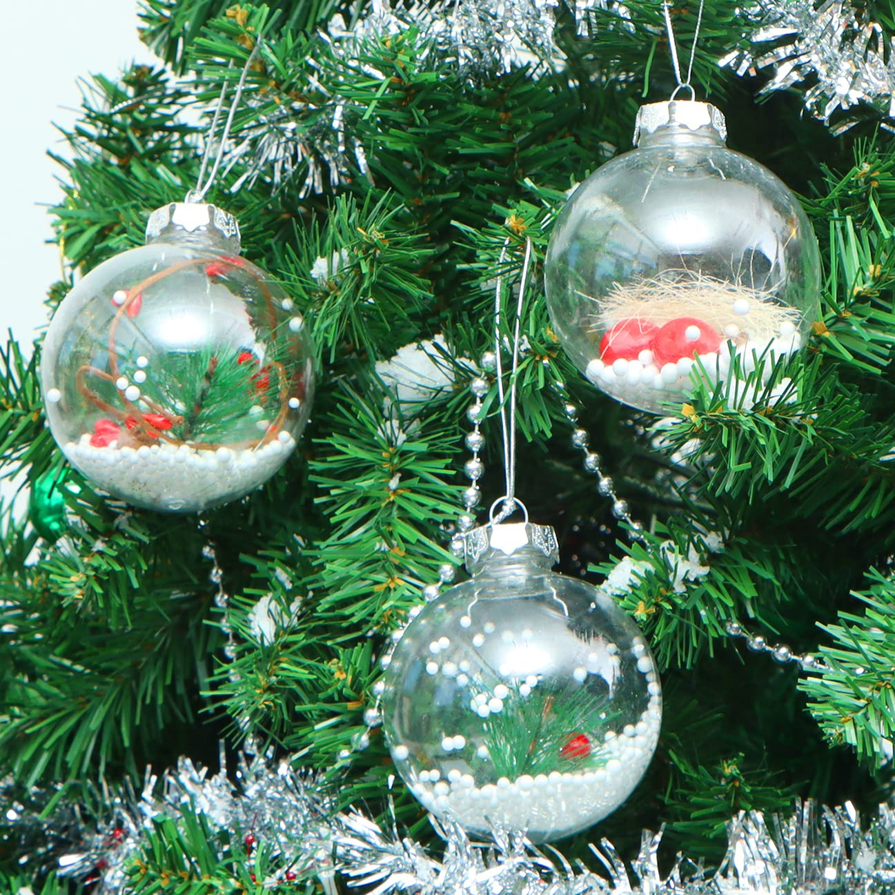 20 Pcs Assorted Size Snow Filling Ornaments