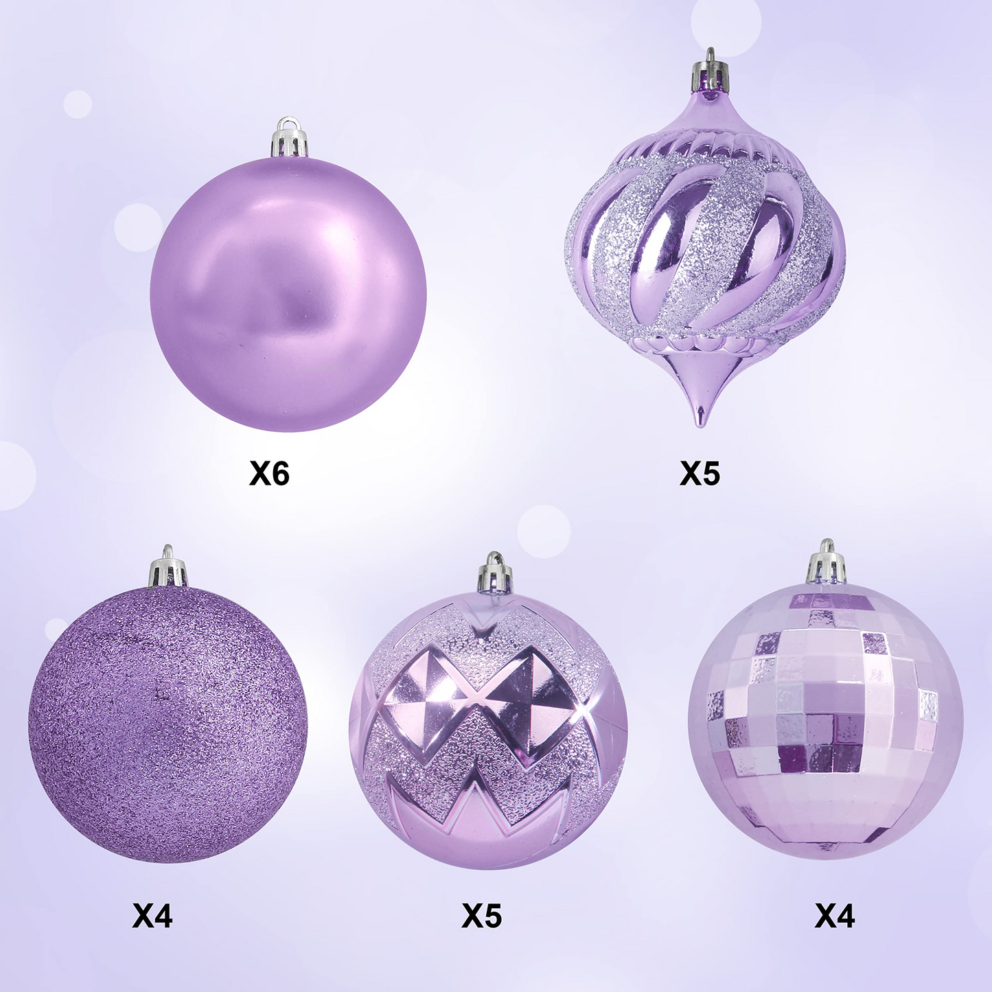 80mm 24ct Basic Christmas Ball Ornaments - Lavender