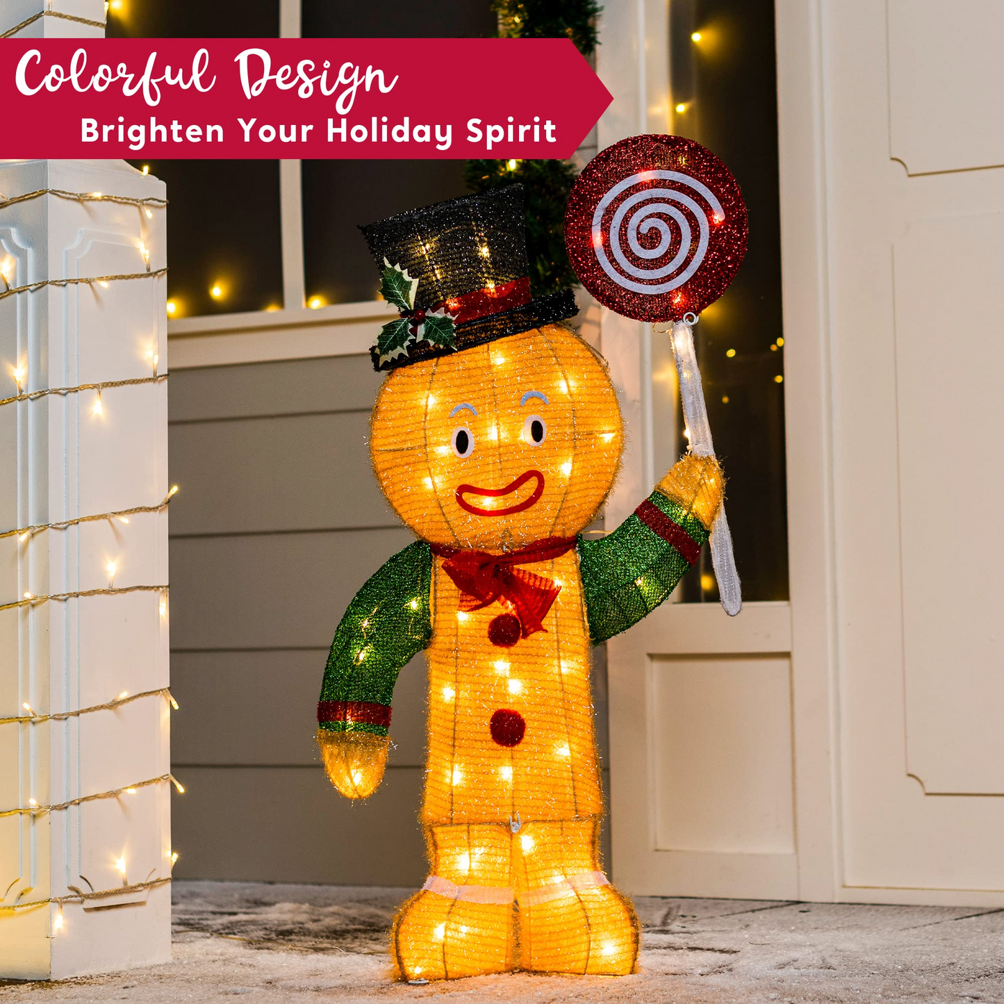 3ft LED Yard Light - Tinsel Gingerbread Man