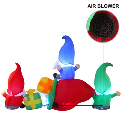6ft Inflatable Three Gnomes with Big Gift Bag