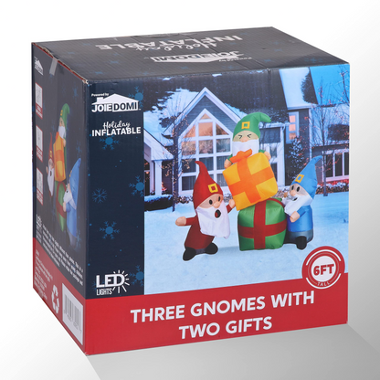 6 FT Long Three Gnomes with Two Gifts