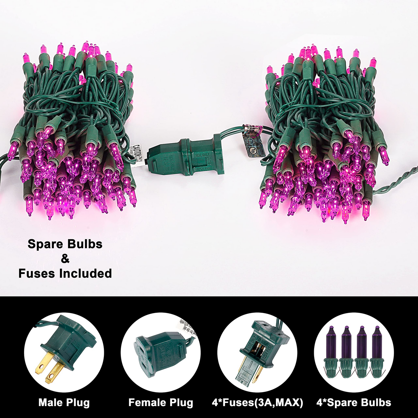 3 Set of Waterproof  String Lights - 100 Counts (Purple)