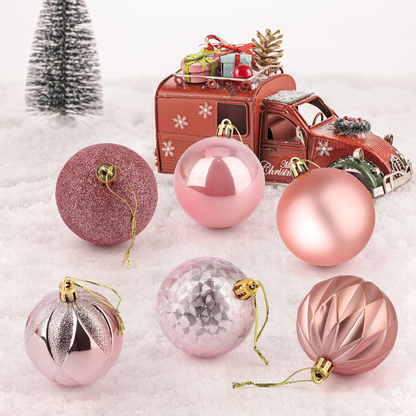 24ct 6CM Basic Christmas Ball Ornaments - Rose Gold