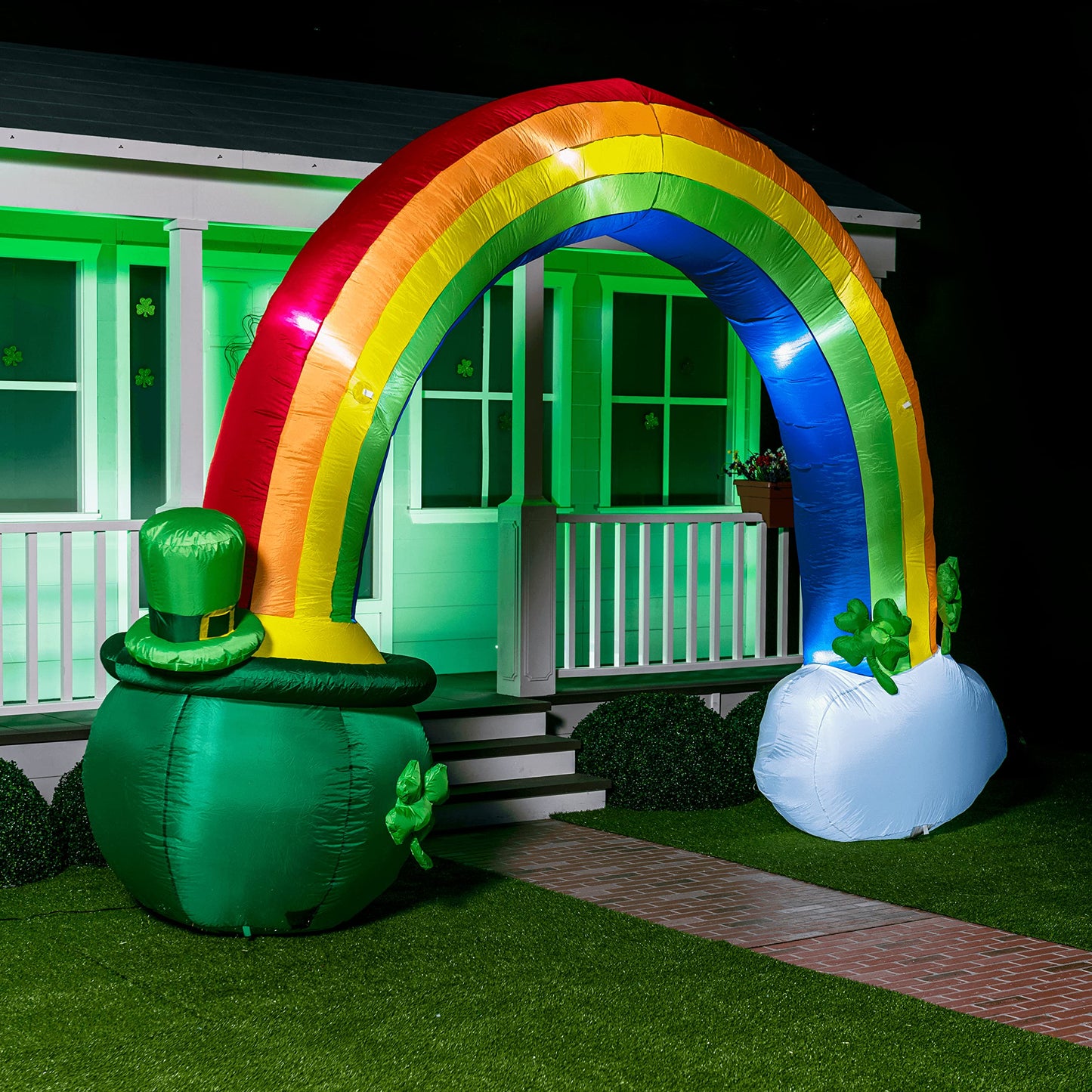 Giant St Patricks Day Rainbow Arch Inflatable with LED Light Build (10 ft)
