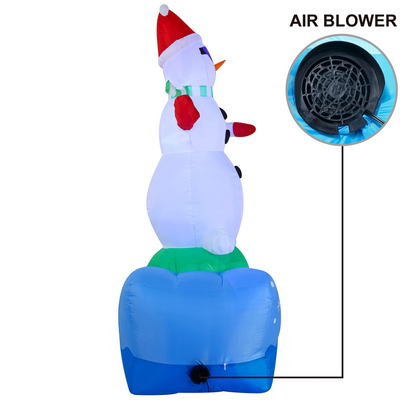 6ft Snowboarding Snowman with A Penguin Inflatable
