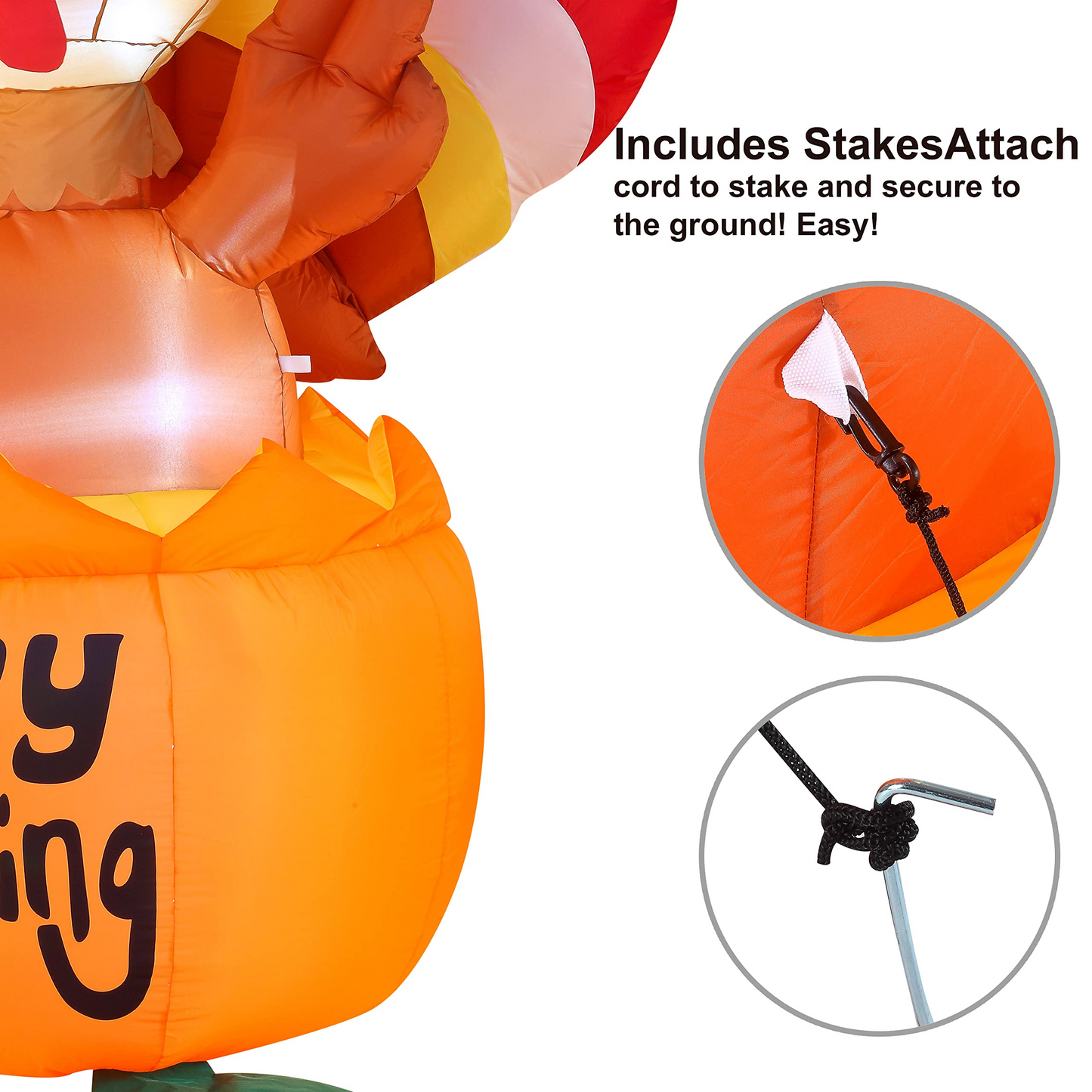 6ft  Thanksgiving Inflatable Turkey on Pumpkin