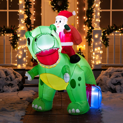 Large Santa Ride on Dinosaur Inflatable (6 ft)