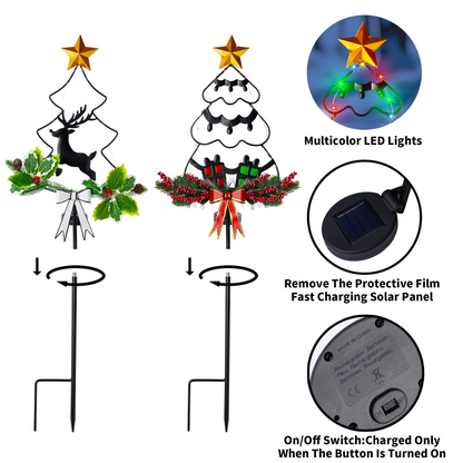 2 Packs Christmas Solar Stake Lights Christmas Tree