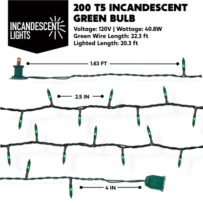 200-Count 40.6ft LED Green Halloween String Lights