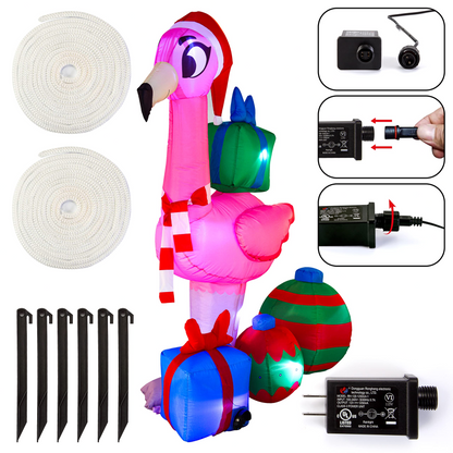 6ft Christmas Flamingo with Gift Boxes