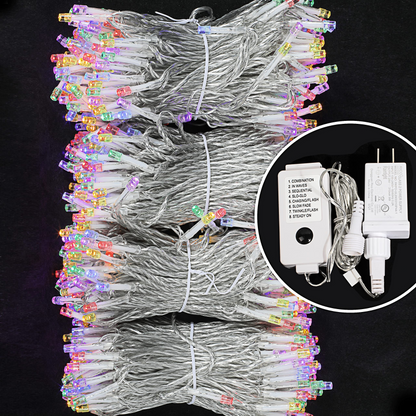1000 Multicolor LED Clear Wire String Lights