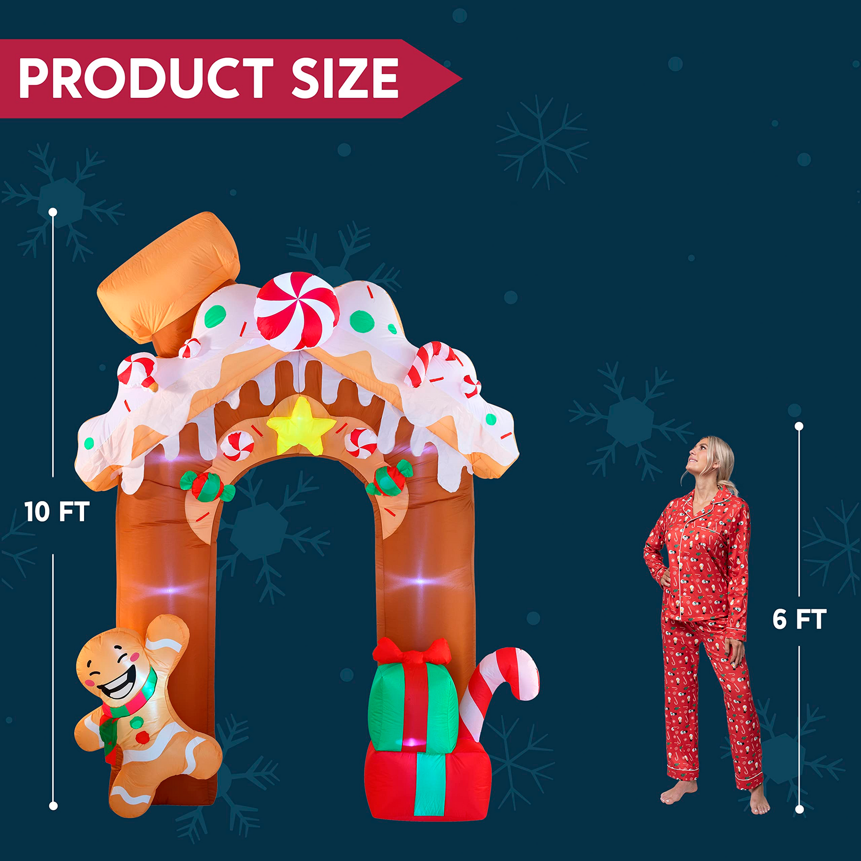 JOIEDOMI | GIANT GINGERBREAD HOUSE ARCHWAY INFLATABLE (10 FT)