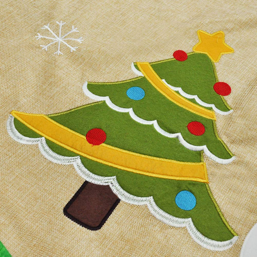 48in Burlap Christmas Tree Skirt (Snowman Tree)