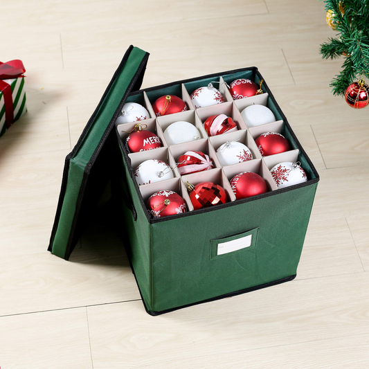 Christmas Ornament Storage Box with Adjustable Dividers