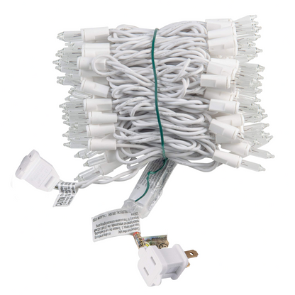 100 Clear White Wire Christmas Lights Set