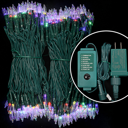 200 Multicolor LED Green Wire String Lights