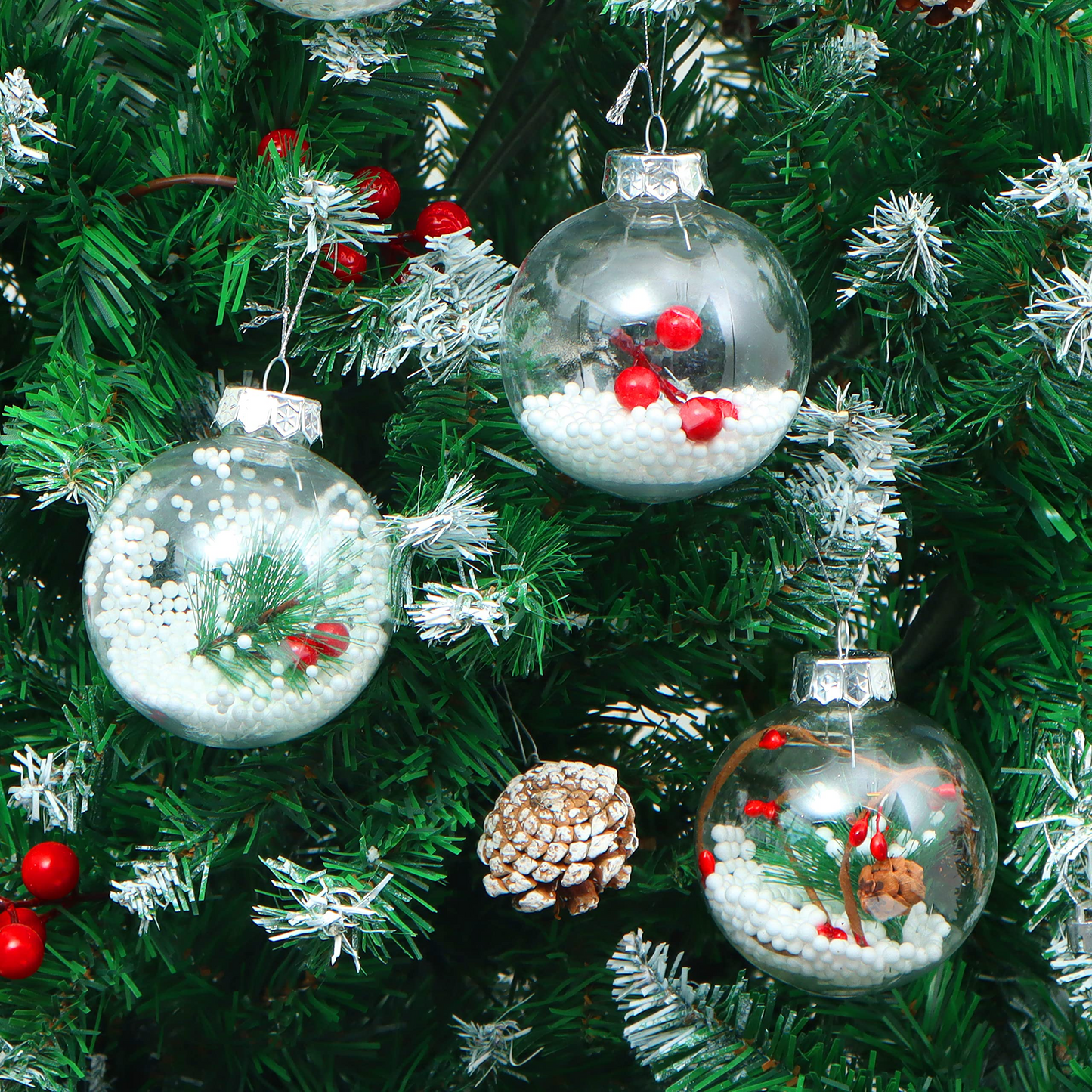 16 Pcs Christmas Snow Filling Ornaments Ball Ornaments