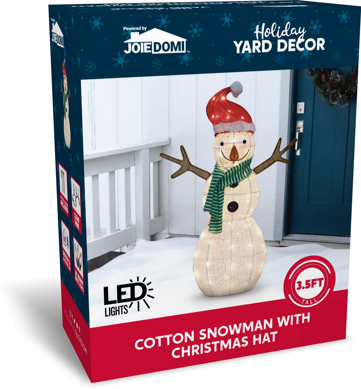 3.5ft LED Yard Lights - Cotton Snowman with Christmas Hat