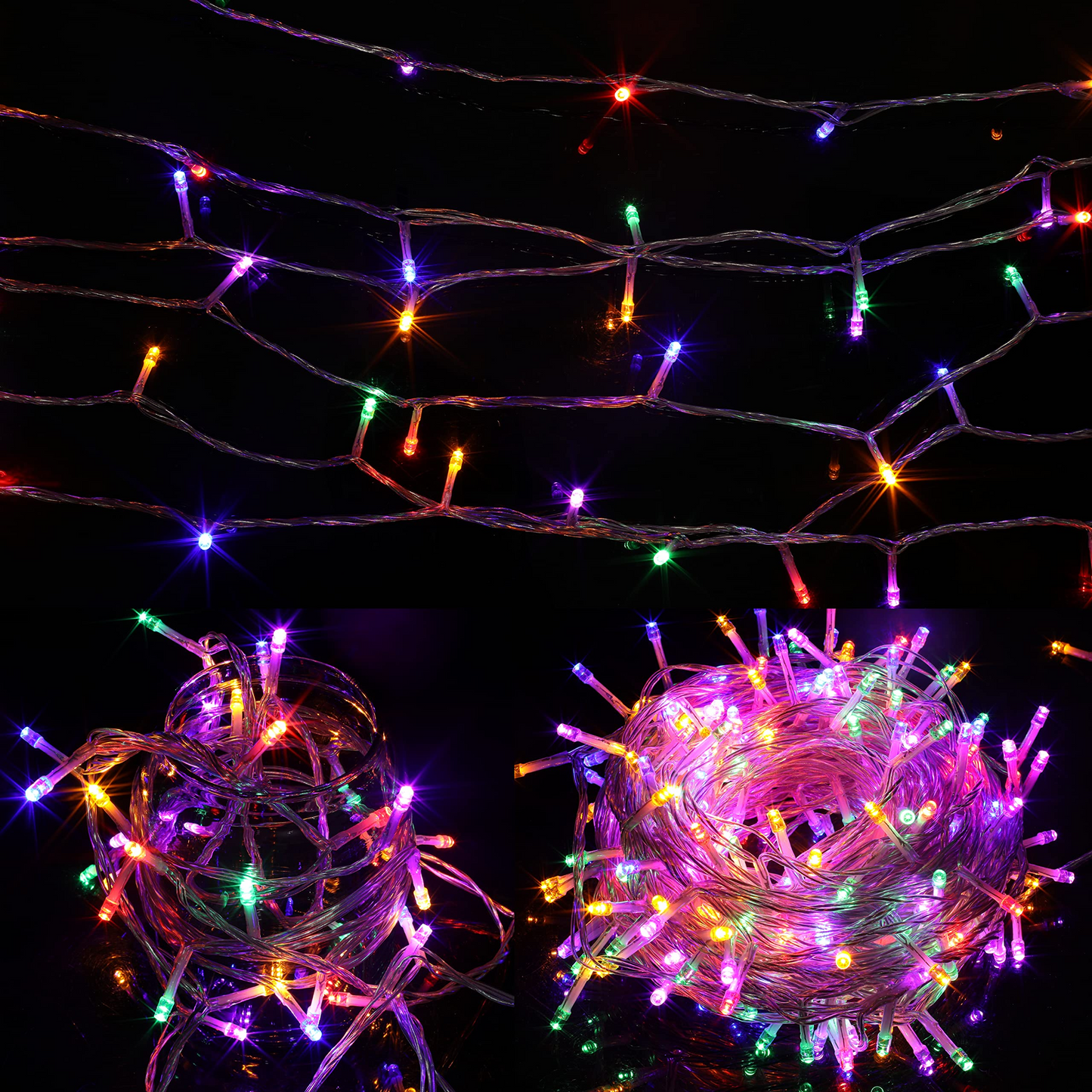 200 Multicolor LED Clear Wire String Lights