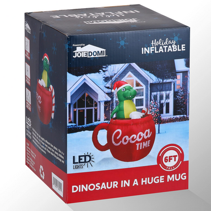 Dinosaur in a Huge Mug Christmas Inflatable