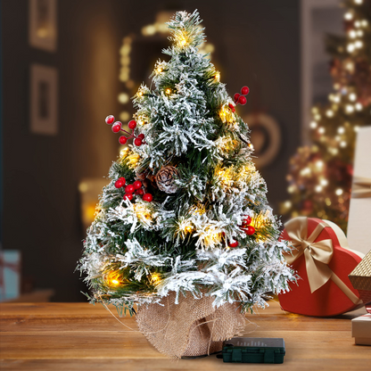 22in Snow Flocked Prelit Table-top Christmas Tree