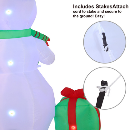 6ft Inflatable Snowman Holding A Christmas Wreath
