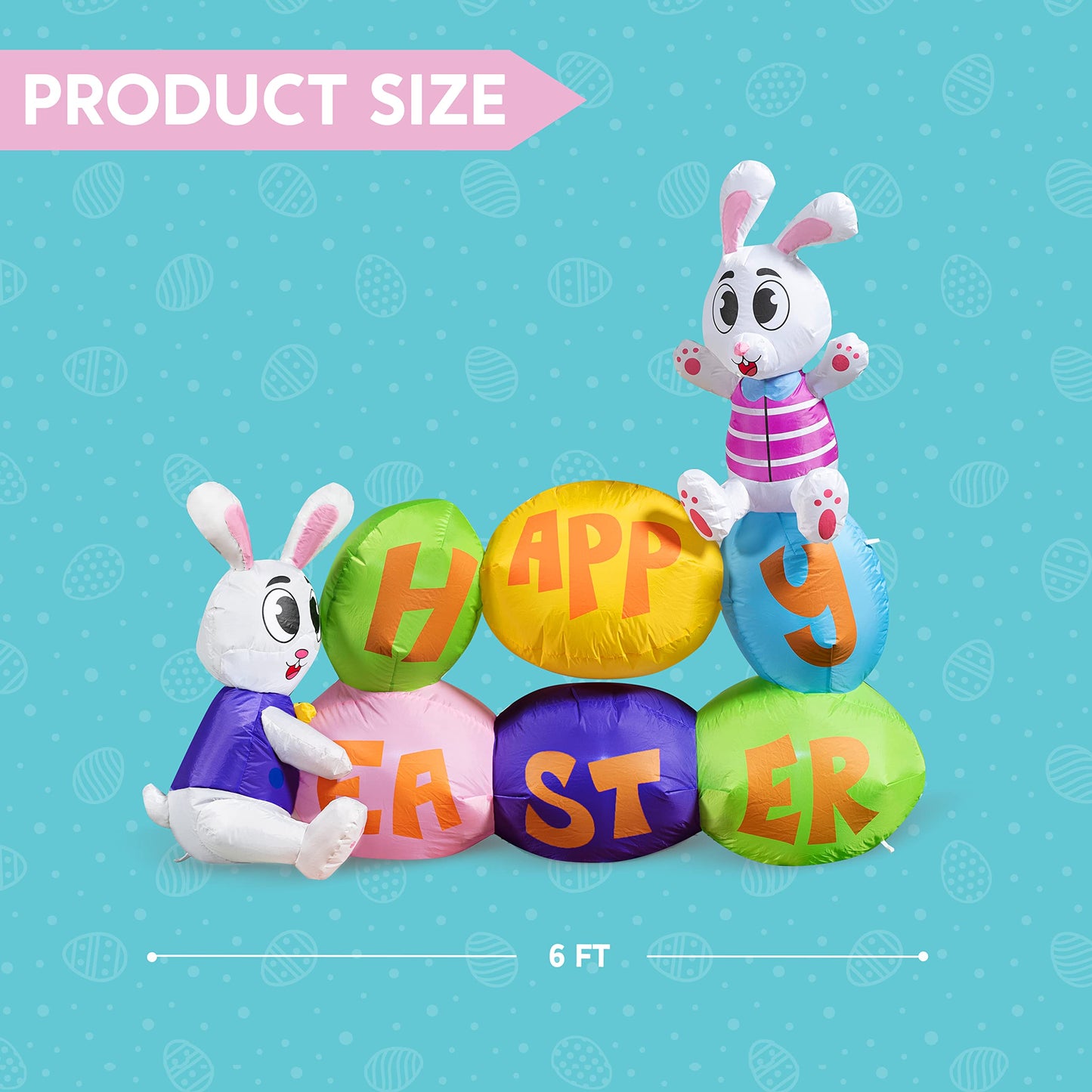 Large Happy Easter Sign Inflatable Outdoor Decorations  (6 ft)