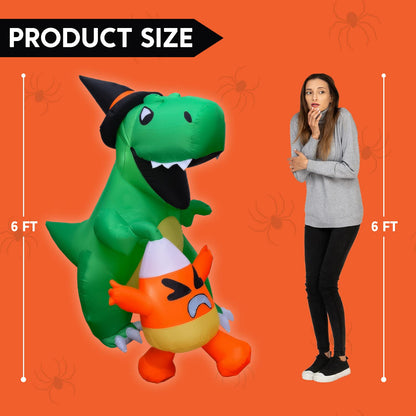 6ft Halloween Inflatable Dinosaur Catching Candy Corn
