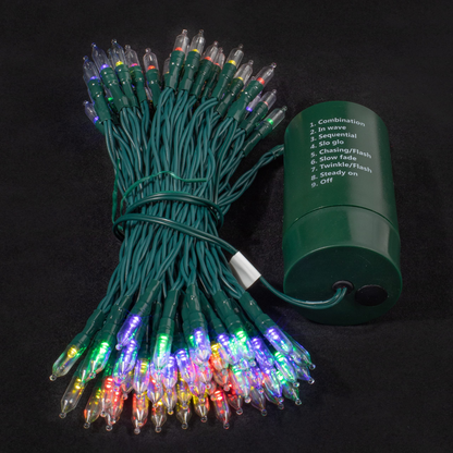 34ft Multicolor LED Green Wire String Lights, 100 Count