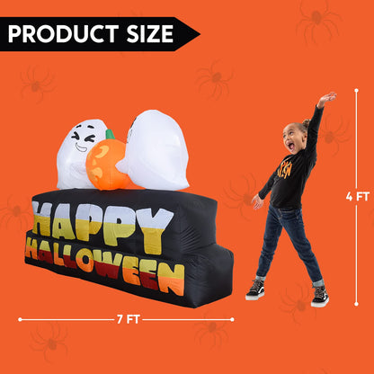 7ft Happy Halloween with Pumpkin and Characters