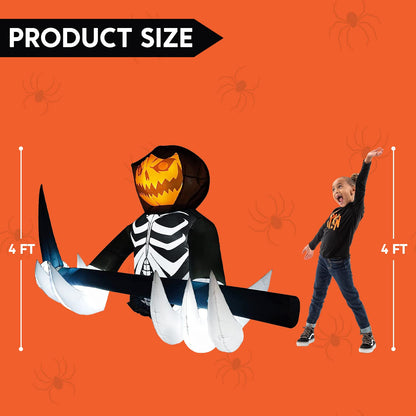 4ft Halloween Inflatable Ground Breaker Pumpkin Reaper