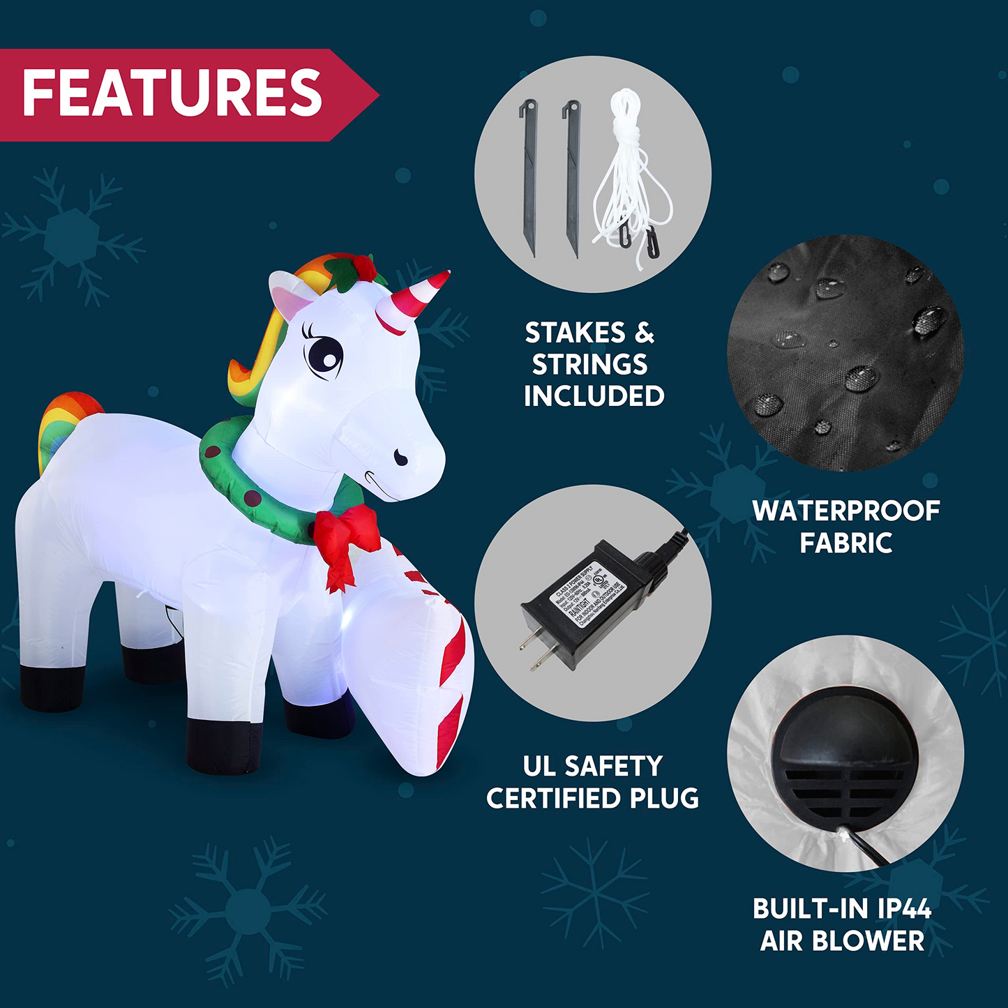 6ft Unicorn with A Sign Christmas Inflatable