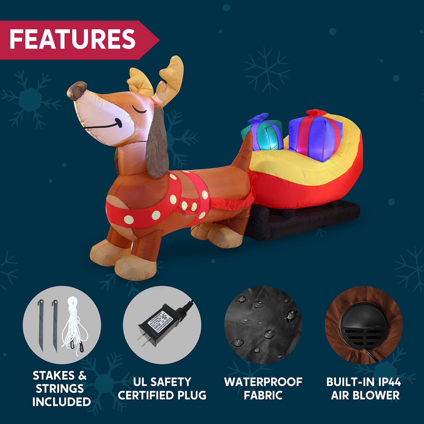 Jumbo Christmas Puppy Inflatable (8 ft)