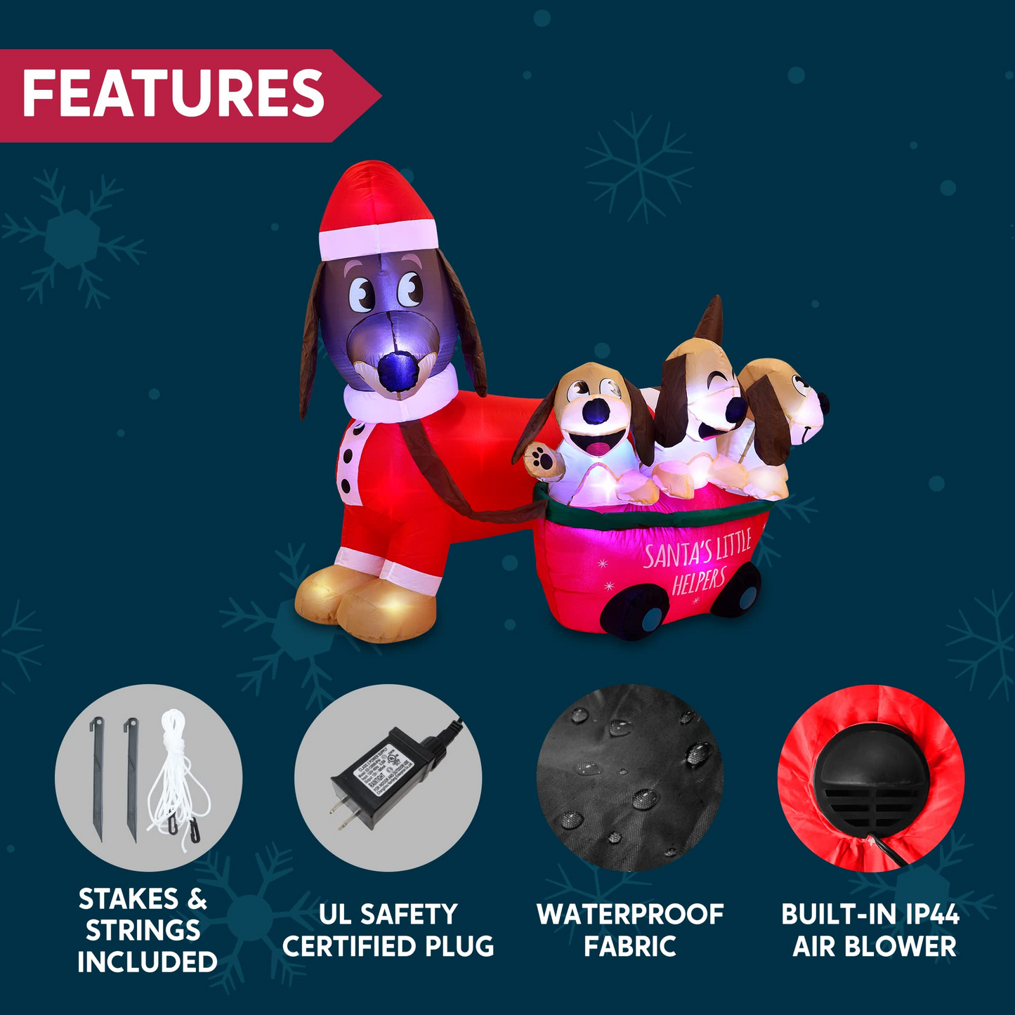 Tall Christmas Puppy Inflatable (5 ft)