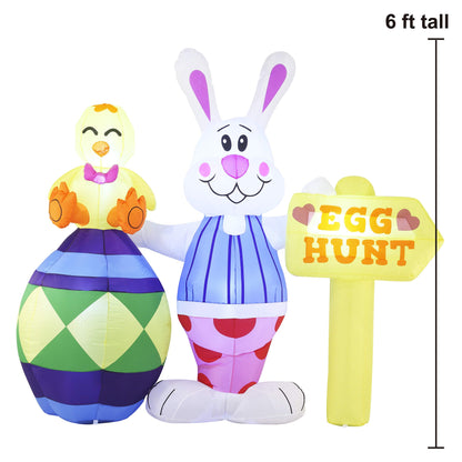 Tall Easter Bunny Inflatable Outdoor Decorations (6ft)