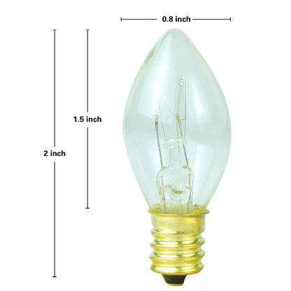 2 x 25 Warm White C7 Incandescent Lights with 4 Spare Bulbs, 25ft