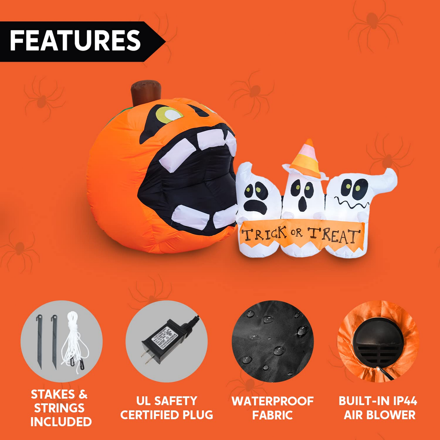 6ft Halloween Trick Or Treat - Pumpkin Eat Ghosts