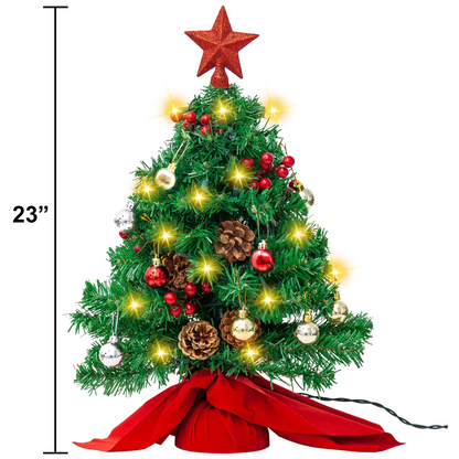 23in Prelit Table-top Christmas tree with DIY Kits (Red)