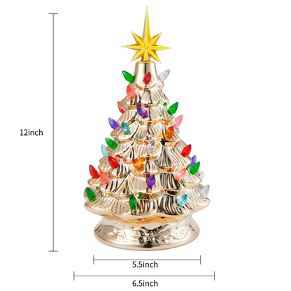 12in Gold Ceramic Christmas Tree