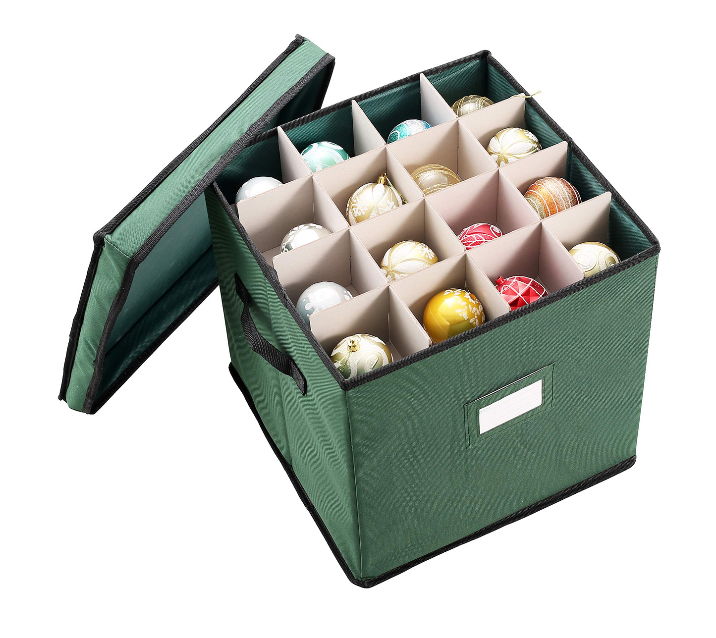 Christmas Ornament Storage Box with Adjustable Dividers