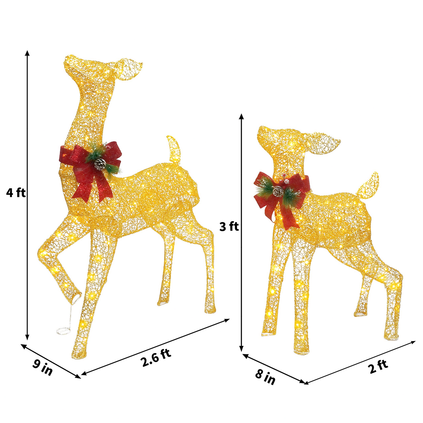 Fabric 4ft Doe and 3ft Fawn (Gold), 2 Pcs