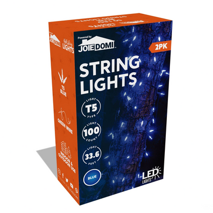 100-Count 34.6ft LED Blue Halloween String Lights with 8 Lighting Modes