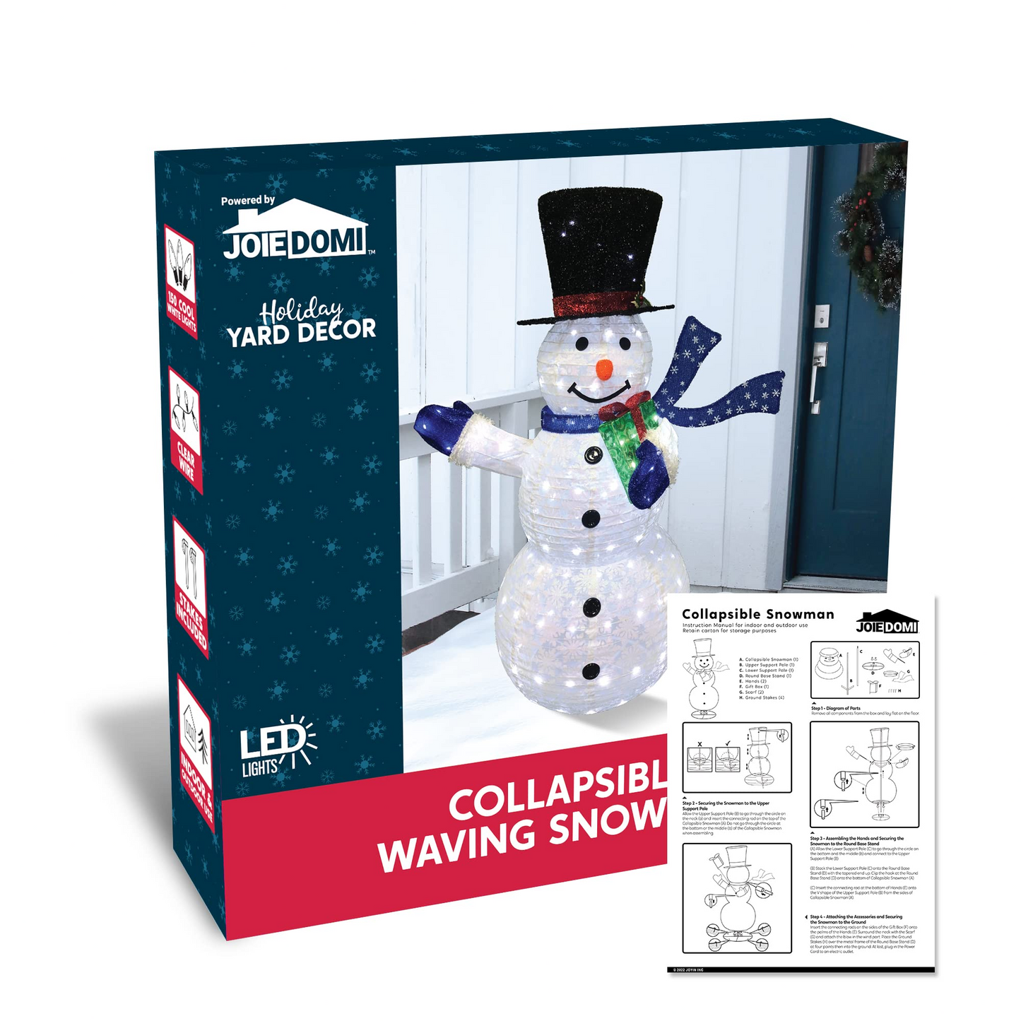 5ft LED Yard Lights - Collapsible Snowman