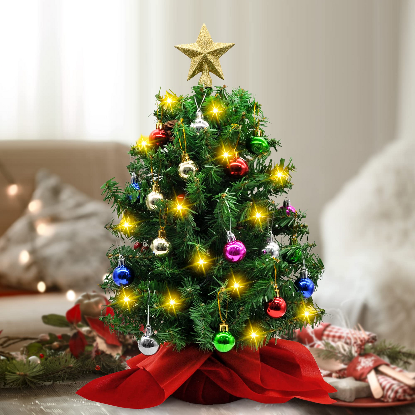 Tabletop Christmas Tree with Decoration Kit