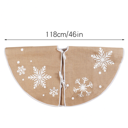 48" Burlap Christmas Tree Skirt (Snowflake)