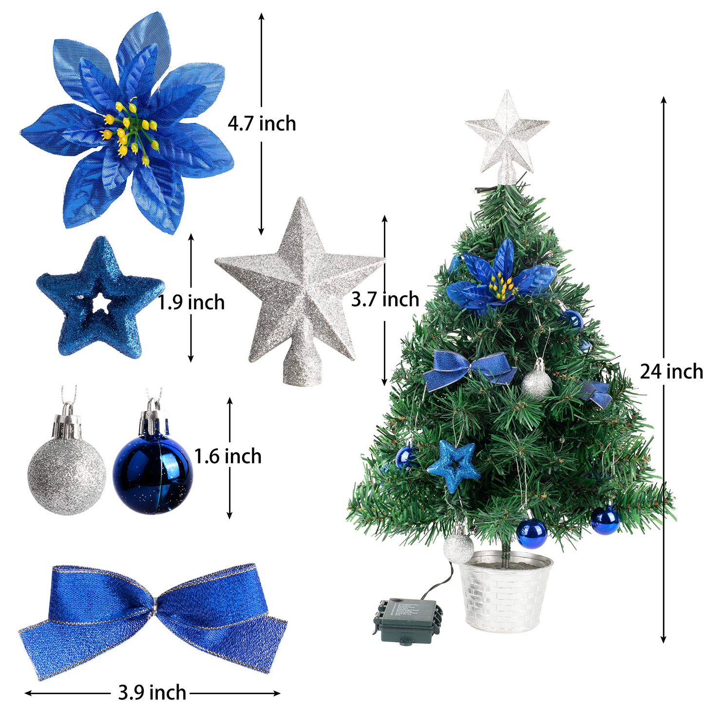 24in DIY Tabletop Mini Christmas Tree Blue